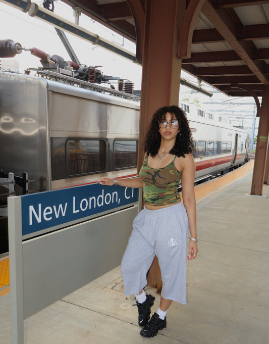 3/4 Sweatshorts- Heather Grey